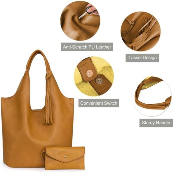 West Slouchy Hobo Bags for Women Soft Designer Shoulder Purses Ladies Top Handle - Picture 4 of 6